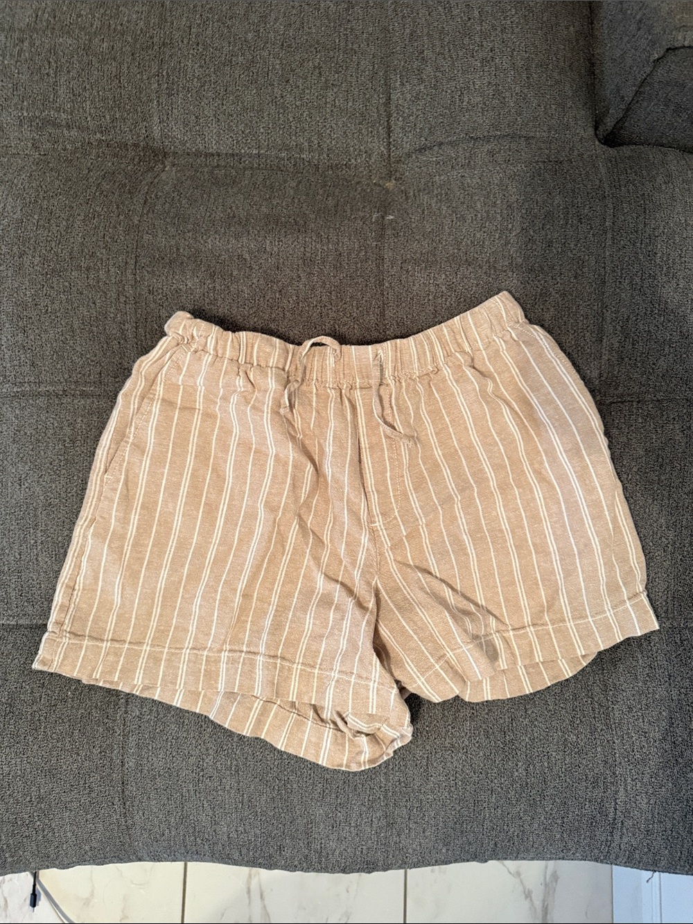 GAP Beige Striped Drawstring Athletic Shorts